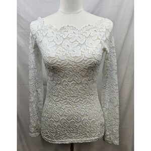 NWOT PattyBoutik Women White Floral Lace Off Shoulder Blouse S Coquette Boho
